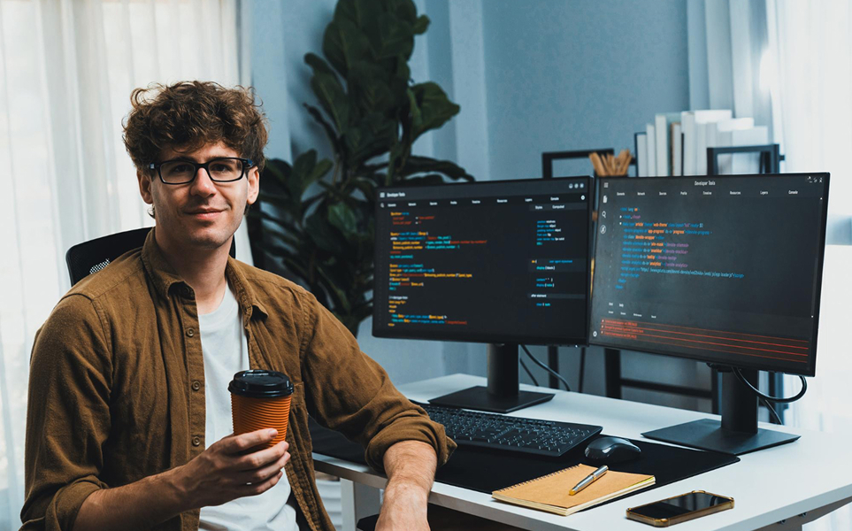 Backend developer coding server-side applications at White Gold Digital Marketing in Bergamo, Italy